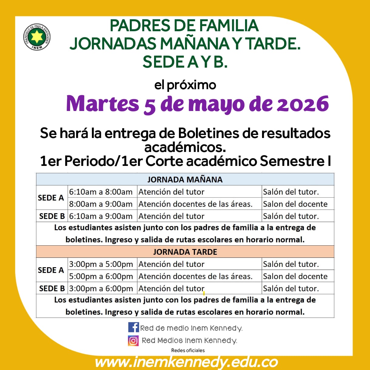 entrega informes primer periodo