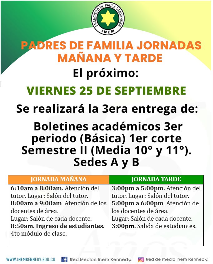 Información entrega de boletines
